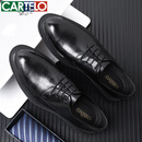 卡帝乐鳄鱼（CARTELO）皮鞋男士真皮正装西装高端结婚商务休闲男鞋夏季透气2026年最新款