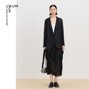 噢姆（AUM）【轻松套装】2025年春季新款时尚优雅提花剪花黑色西装外套半身裙 黑色西装 L