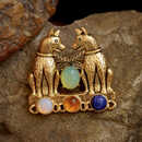 微赐中古镶嵌天然玛瑙古埃及狗神法式胸针女秋冬高级感大衣动物别针 中古天然玛瑙狗狗胸针 保色工艺