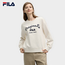 FILA 斐乐官方女子红色卫衣2025春新款休闲刺绣宽松针织长袖上衣 云菇白-WT L 170/88A/L