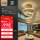 复式楼别墅客厅大吊灯简约现代轻奢水晶灯具公寓挑高楼梯灯长吊灯 钛金四层-20+40+60+80CM