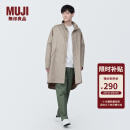 无印良品 MUJI 男式 木棉混 大衣 风衣外套男中长款长袖 AD0VDA4S 淡黄色 XL(180/104A)