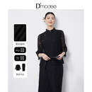 黛玛诗2025年春季新款时尚新中式蕾丝套头小衫七分袖改良旗袍式上衣女 黑色 2XL