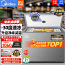 美的（Midea）300升以上冰柜家用小型冷冻柜大容量冰柜商用-40度大型深冷速冻柜单温卧式茶叶冷藏柜冷柜 300升 24年旗舰新品 一级能效 -30℃