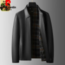 皮尔卡丹（pierre cardin）高端鹿皮真皮皮衣男士商务休闲皮夹克中年时尚翻领皮外套潮流上衣 黑色 鹿皮革 L 170 推荐120-130斤