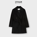 三只小山羊【24冬季新品】 100纯羊绒大衣 单面呢带里布/VM2X1882 黑色 M