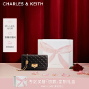 CHARLES&KEITH经典菱格链条小方单肩斜挎包包女包生日礼物新年礼物CK2-70160131 Black黑色 小包