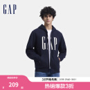 Gap男女装秋季印花字母logo抓绒连帽卫衣休闲660128外套 海军蓝 170/92A(M) 亚洲尺码