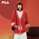 FILA 叕运蛇|斐乐【杨幂同款】女编织外套2025春季新年款拼接开衫毛衣