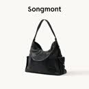 Songmont山下有松循迹系列hobo包植鞣牛皮通勤松弛感单肩斜挎软包 烟墨黑 大号 现货