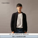 Calvin Klein Jeans24秋冬男女情侣ck休闲刺绣立领拉链针织开衫毛衣J326796 BEH-太空黑 L