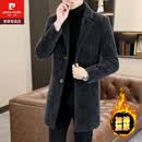 皮尔卡丹（pierre cardin）中长款毛呢大衣男秋冬季加棉加厚西装领呢子风衣感金貂绒外套 730黑色 【感/专柜品质】 XL 115-130斤可穿