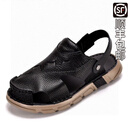 其乐clarks男鞋夏季真皮沙滩凉鞋男休闲透气软底牛皮镂空凉拖鞋 黑色 38