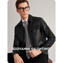 卓凡尼·华伦天奴（GIOVANNI VALENTINO）休闲男士真皮皮衣外套男款绵羊皮翻领夹克
