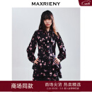 MAXRIENY【商场同款-25春新品】复古浪漫感粉玫瑰系带印花衬衫女 粉花 S