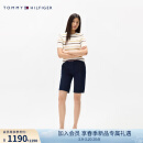 TOMMY HILFIGER25新款春夏女装莱赛尔微弹拼色腰带休闲通勤修身短裤44770 藏青色C1G 32