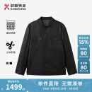 劲霸男装秋冬翻领商务休闲简约风皮装|NPLE3349 黑色 185/2XL