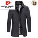 皮尔卡丹（pierre cardin）2025春秋新款男士翻领中长款风衣商务休闲修身上衣公务人员外套 黑色 2XL 185/A