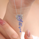 猎瑞天然坦桑石项链女925银镶嵌原创设计椰树简约锁骨链吊坠 坦桑石项链