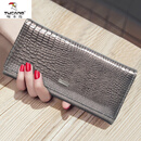 啄木鸟（TUCANO）奢侈(chi)品时尚真皮大容量长款钱包女气质鳄鱼纹多卡位大钞钱夹 枪灰色-真皮打造 高档礼盒包装
