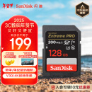 闪迪（SanDisk）128GB SD内存卡 4K V30 U3 C10 相机存储卡 读速200MB/s 写速90MB/s 微单/单反相机内存卡