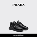 PRADA/普拉达【礼物】男士三角形徽标装饰皮革运动鞋 黑色 41.5 （7.5）