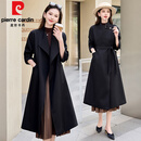 皮尔卡丹（pierre cardin）中长款风衣外套女春秋新款收腰系带翻领气质英伦风宽松百搭上衣 黑色 M