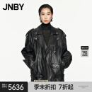 江南布衣（JNBY）【商场同款】24秋新品皮衣羊皮革机车夹克5O8A13110 001/本黑 S