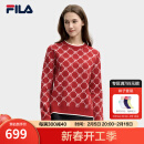 FILA 斐乐官方女子编织衫2025春季新款时尚休闲基础简约套头毛衣 节奏红-PK M 165/84A