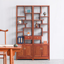 古尚古红木家具非洲花梨（学名：刺猬紫檀）博古架雕花新中式落地实木古董架置物架隔断客厅展示柜 60明式博古架一对120*30*198