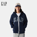 Gap男女装2025春季新款重磅绒布刺绣logo拉链连帽卫衣外套721232 海军蓝 2XL (185/104A)亚洲尺码