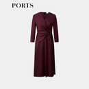 PORTS宝姿女装2025早春新款收腰连衣裙 LQ8D158SWF125 酱果紫 M