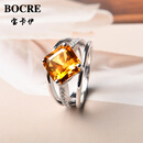 宝卡伊天然黄水晶戒指女925银镶高品金橘色戴妃款水晶戒指 5克拉珍宝级中古款