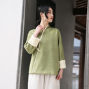 oein夏季佛系禅服女中国风佛系禅服中国风女装茶道服茶艺师工作服茶服 米绿色上衣 米绿色上衣 S 均码