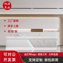 公司前台接待台酒店服务台不锈钢烤漆收银台岩板大理石吧台桌定制 白色+爵士白+银色不锈钢 280x60x100cm