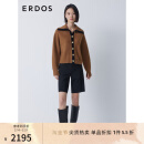 ERDOS 冬季撞色摩登时尚减龄浮雕包铜金属扣双畦女开衫羊绒衫 焦糖 165/88A/L