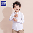 罗蒙儿童白衬衫男童女童长袖小学生表演校园服饰 白色 150