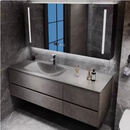 TZNUN岩板热弯一体盆简约轻奢智能浴室柜卫生间洗手洗脸洗漱卫浴组合柜 智能镜柜（可储物） 0.8米岩板热弯一体盆