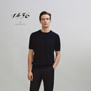 14361436羊绒纱线2025春夏新品精纺圆领半袖男士套衫 藏蓝 L 115cm