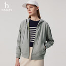 哈吉斯（HAZZYS）女装 2025春季新款女士连帽拉链开襟落肩卫衣女ABTSE0CAE02 灰色GE (155/80A 36) S