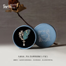 She's茜子【明星同款】刺绣蝴蝶胸针高端精致胸花别针丝巾扣生日礼物女 深蓝墨绿SBB8701232C0