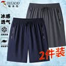 啄木鸟（TUCANO）短裤男夏季俩件装运动冰丝轻薄速干大码五分裤时尚男装 灰/蓝2XL