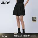 JNBY/江南布衣春秋短裤通勤风光泽度佳宽松A字型花苞女裙裤5O1E12260 001/本黑 M