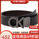 凯文克莱（Calvin Klein）CK/ 真皮休闲双面用字母金属扣孔牛皮 皮带 男款 黑色棕色 001-黑/棕 3.4cm宽 105cm 正品保障 支持检验