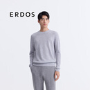 ERDOS 早春圆领翻花套衫宽松保暖上衣简约休闲百搭男羊绒衫 铝灰 L 175/96A