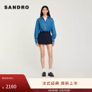 SANDRO经典款女装时尚法式时尚纯色高腰A字短裤裙裤SFPSH00399 深蓝色 36