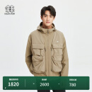 KOLON SPORT/可隆防风夹克 中性款户外可拆卸外套马甲两件套【OBLI-K系列】 LUJK4ST704-OG 卡其色 S (165)