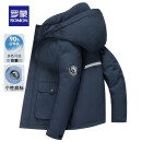 罗蒙（ROMON）羽绒服男翻领短款白鸭绒防寒服秋冬新款男士休闲外套保暖上衣 藏青色 2XL 185(适合145-160斤)