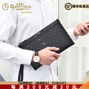 Goldlion【高端奢品】手拿包男大容量商务休闲印花男士手拿包时尚高档手包 黑色礼盒装