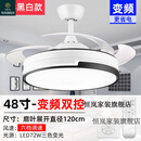 恒岚广东中山古镇灯具灯扇一体带风扇的吊灯隐形风扇灯家用餐厅客厅卧 48寸-LED变光-变频双控 六档 118 黑白